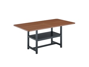 Table à manger rectangulaire 160×90×76 cm, mdf et métal, noir et noyer