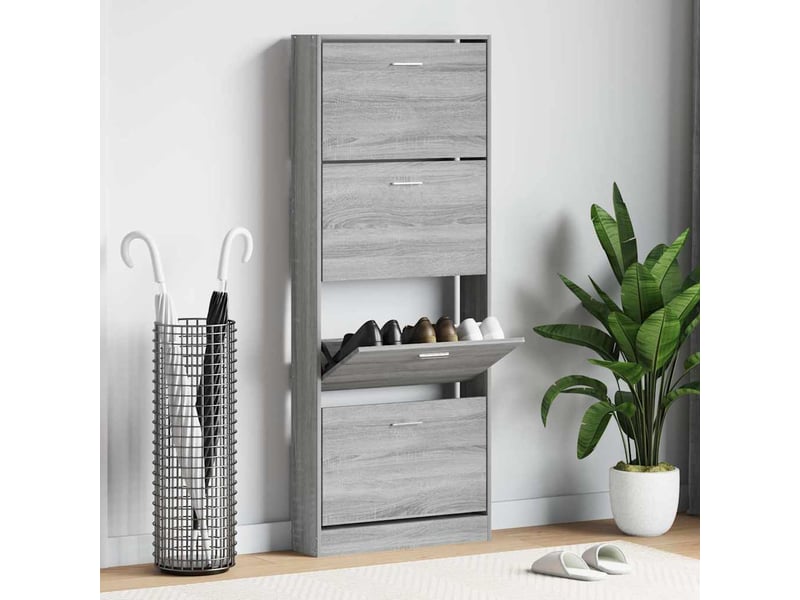  Meuble à chaussure, armoire à chaussures sonoma gris 59x17x150 cm bois d'ingénierie  - Conforama B