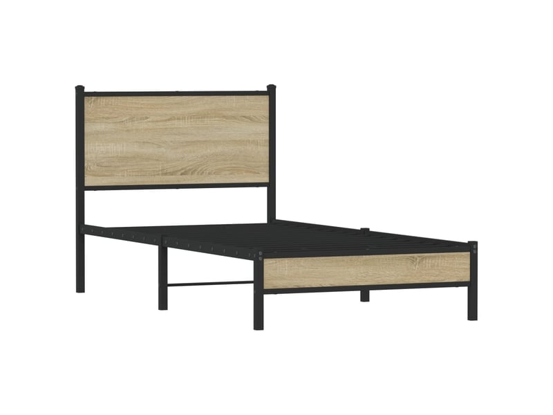  Lit simple- lit adulte -  cadre de lit en métal sans matelas chêne sonoma 80x200 cm  - Conforama B