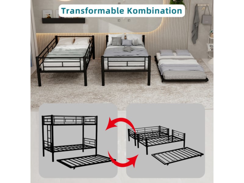  Lit superpose avec rangement métal haute résistance | stable et silencieux | barrières de sécurité | sans sommier à ressort nécessaire  - Conforama C