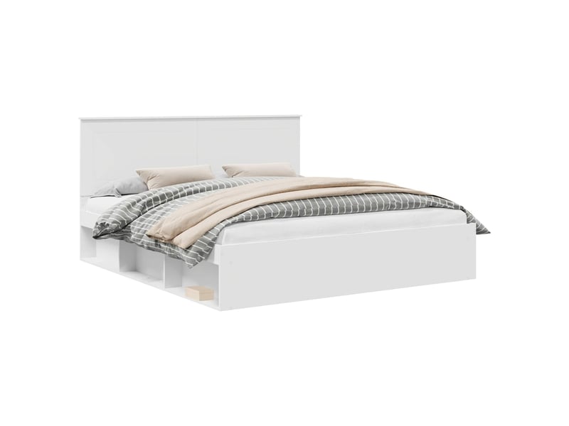  Lit double- lit adulte -  cadre de lit blanc 200 x 200 cm bois de pin massif  - Conforama A