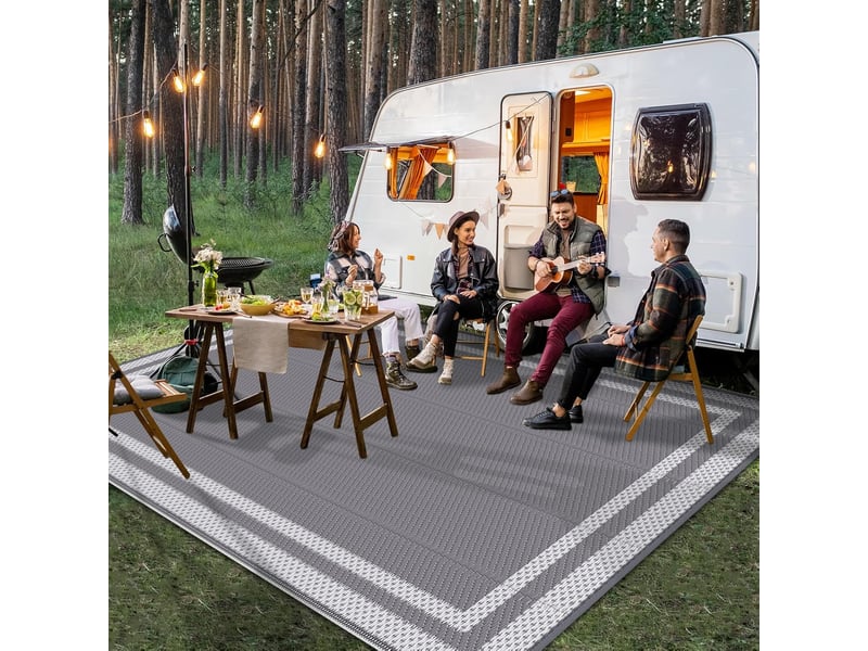  Tapis d'extérieur grand format, tapis réversible en plastique imperméable, adapté aux camping-cars, balcons, jardins, plages et campings,122x183cm  - Conforama B