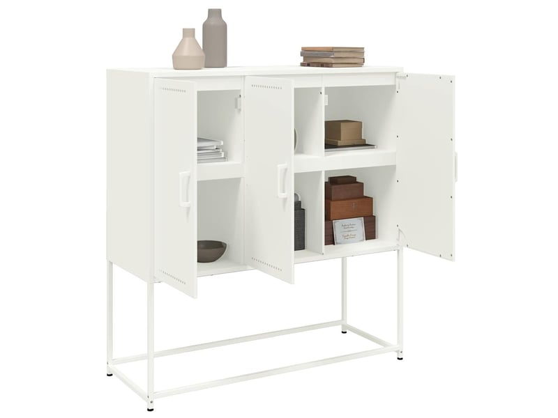 Buffet haut - bahut - meuble de rangement blanc 100,5x39x107 cm acier  - Conforama D