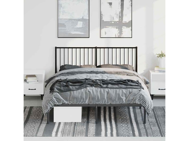  Lit double- lit adulte -  cadre de lit métal sans matelas avec tête de lit noir 150x200cm  - Conforama C