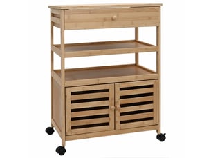 Desserte de cuisine, chariot de rangement avec roues naturel 59,5x36x82 cm bambou