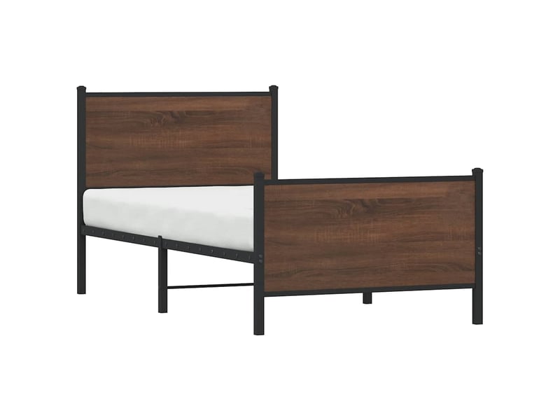  Lit simple- lit adulte -  cadre de lit en métal sans matelas chêne marron 80x200 cm  - Conforama C