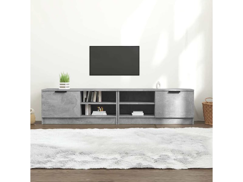  Lot de 2 meuble tv bas salon gris béton 80x35x36,5 cm bois d'ingénierie  - Conforama B
