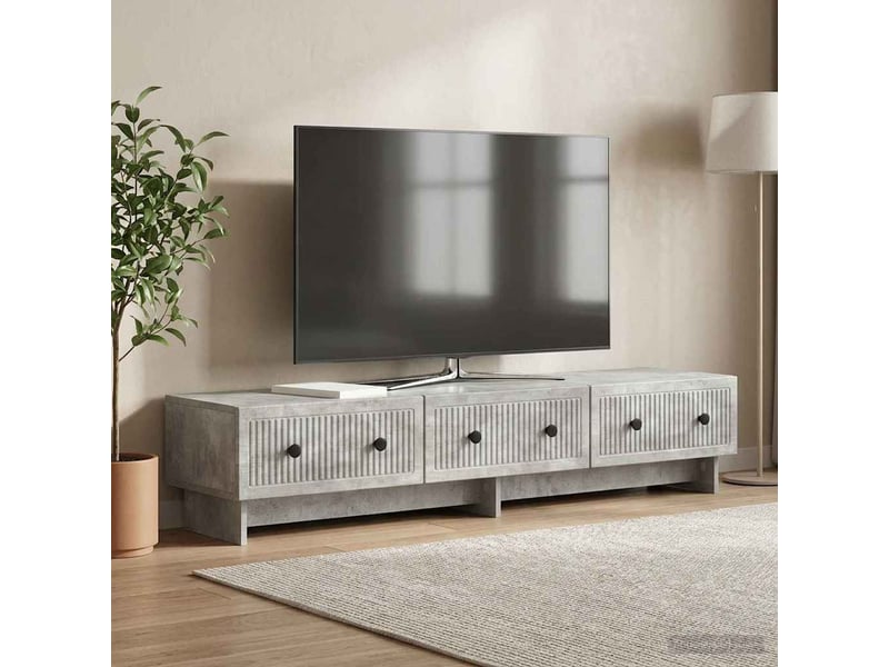  Meuble tv - banc tv - meuble de rangement 147 x 34,5 x 30 cm gris béton bois d'ingénierie  - Conforama D