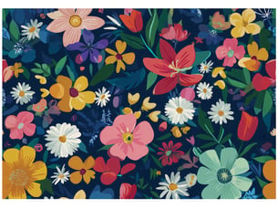 Papier peint  panoramique  intissé  fleurs fille coloré - 300x210 cm - papier peint  enfant