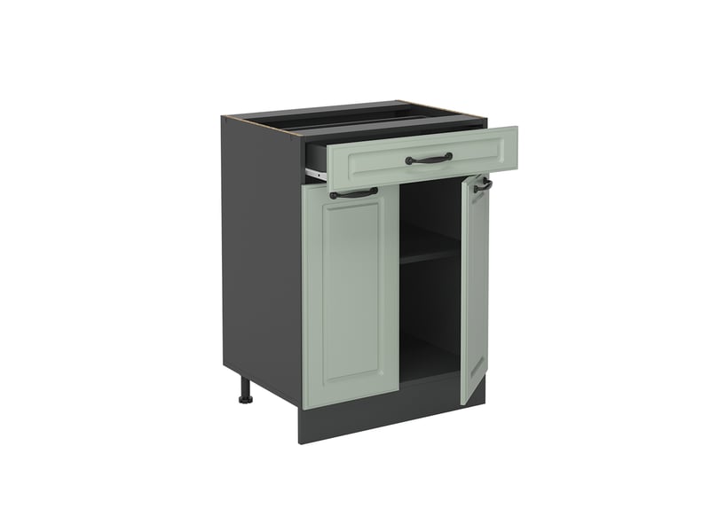 Vicco meuble cuisine, mint campagneanthracite, 60cm avec tiroir plan de travail anthracite - Conforama E
