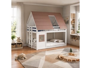 Lit superposé 140x200 cm <strong>OKMYHOME</strong>  <strong></strong> coloris blanc