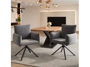 Lot de 6 chaises de salle à manger 60 x 60 x 88 cm – gris – velours pivotant 360° et accoudoirs rembourrés