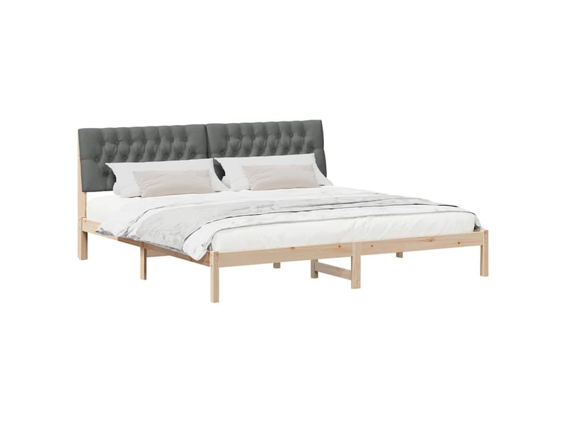  Lit double- lit adulte -  cadre de lit avec tête de lit rembourrée marron 200 x 200 cm  - Conforama B