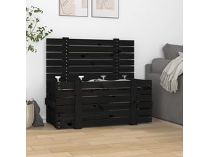 Boîte de rangement, coffre de rangement noir 91x40,5x42 cm bois massif de pin