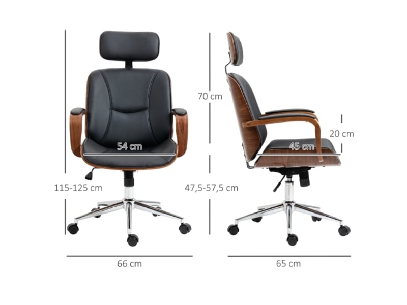 Chaise de bureau ergonomique à dossier haut, appui-tête amovible, noir, télétravail - Conforama C