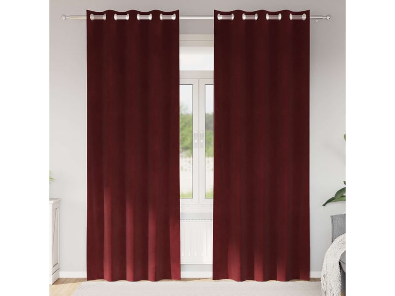 Lot de 2 rideaux, rideaux de fenêtre bordeaux 140 x 245 cm velours cf44011 - Conforama B