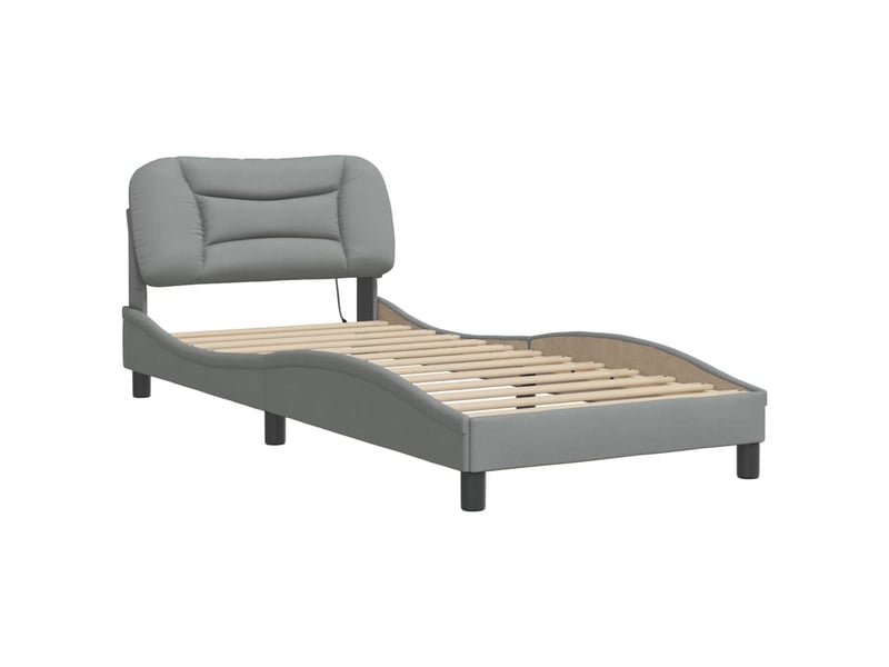 Lit simple- lit adulte - cadre de lit avec led sans matelas hvar gris clair 80x200 cm tissu - Conforama B