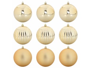 Ensemble de boules de noël xl 9 pcs doré ø 15 cm plastique