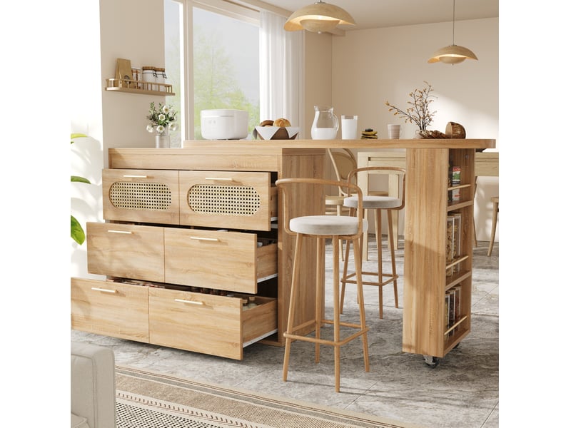  Table de bar pivotante 360° mdf naturelle  - Conforama B