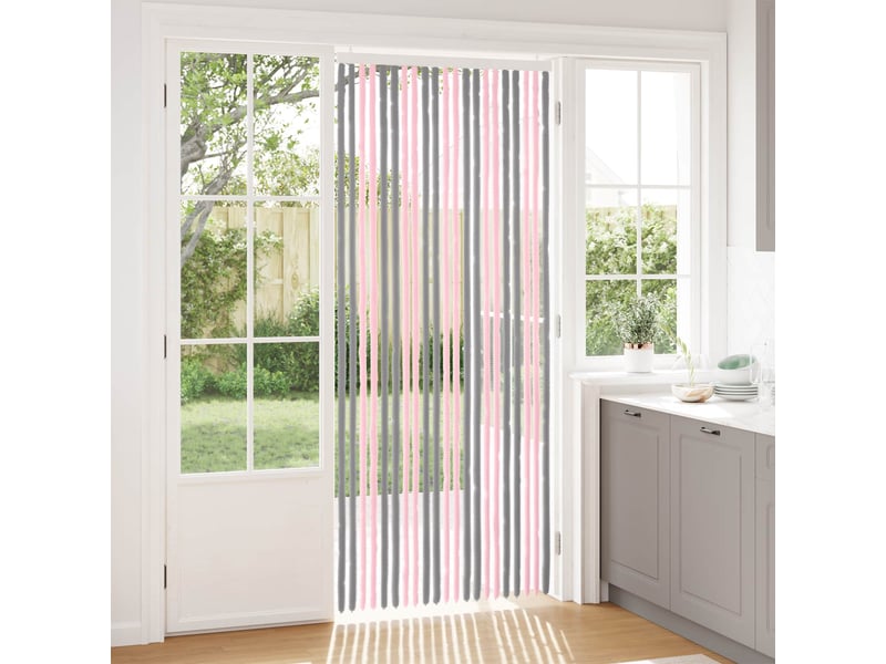 Rideau anti-insectes, moustiquaire en chenille gris argent et rose cf43431  - Conforama B
