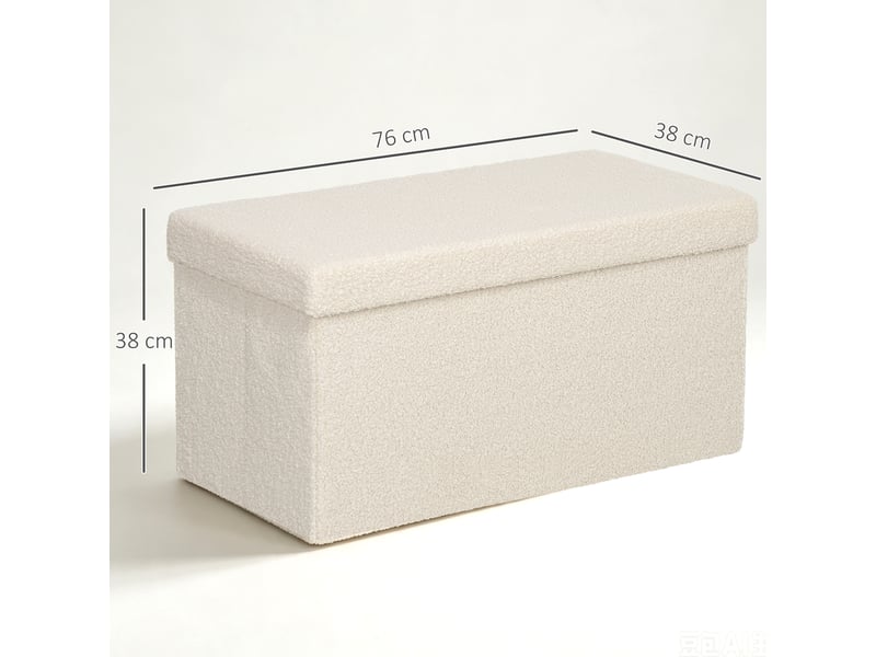  Banc coffre de rangement pliable en mdf blanc crème 76 x 38 x 38 cm  - Conforama C