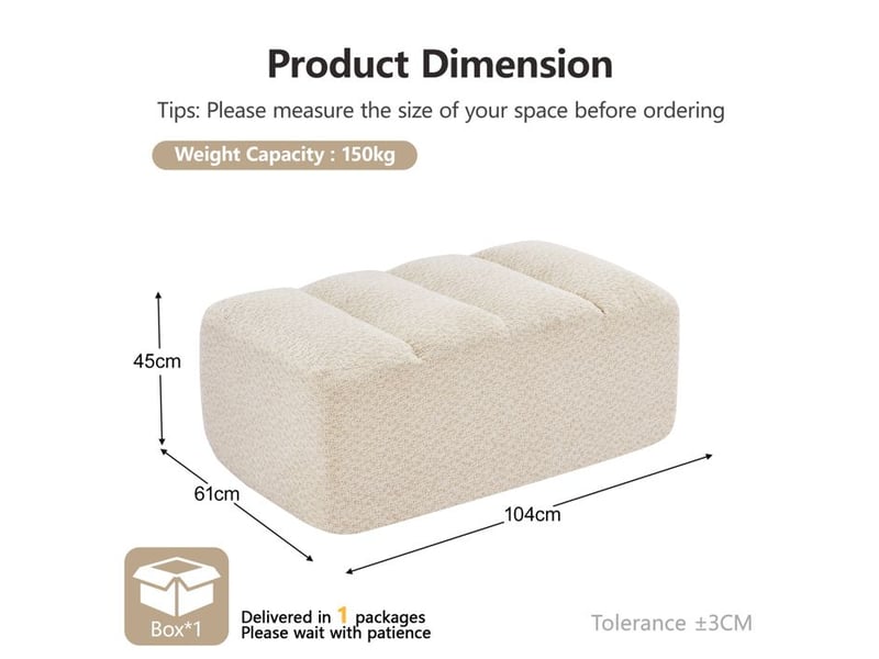  Ottoman polaire - polaire granulaire douce - 104x61x45 cm - poids 10.5 kg - confort ergonomique  - Conforama E