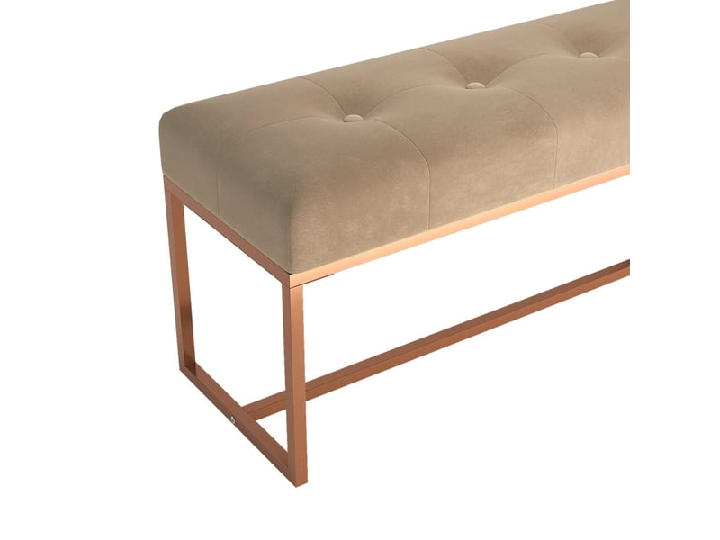  Banc d'entrée, banc d'intérieur beige 110x36x45 cm velours  - Conforama E