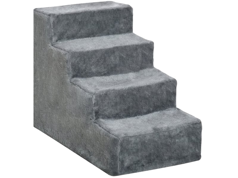 Escalier 4 marches 60x35x44 cm – gris clair – housse amovible lavable, accès canapé et lit - Conforama A