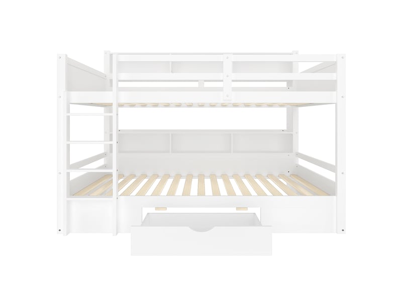  Lit superposé blanc 90x200 cm, rangements intégrés et tiroir  - Conforama A