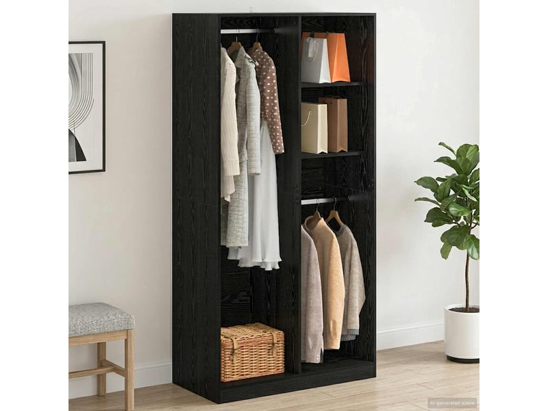  Armoire chambre, armoire de rangement chêne noir 100x50x200 cm bois d'ingénierie shl74799  - Conforama B
