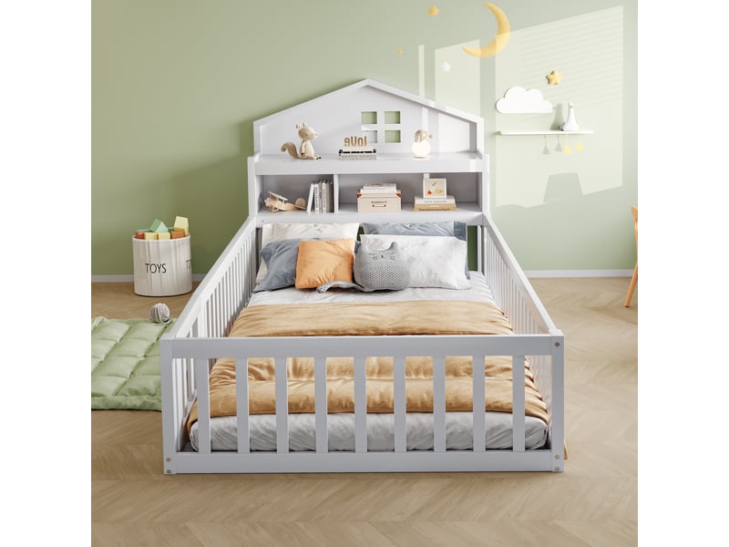  Lit avec rangement 90x200cm coloris blanc bois massif lit enfant blanc - Conforama D