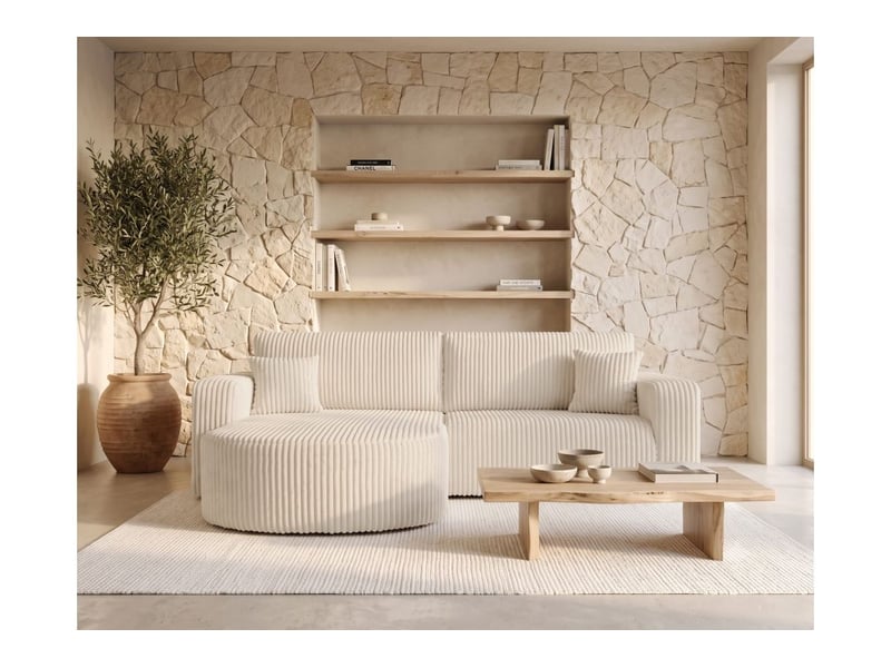  Kiara - canapé d'angle compact réversible et convertible 4 places en velours côtelé épais  - Conforama B