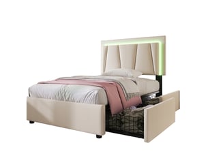 Lit avec rangement 90x200 cm coloris beige