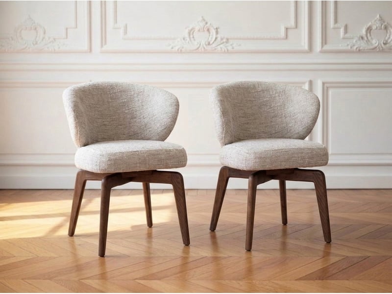  Bobochic lot de 2 chaises pivotantes anne placage chêne massif et tissu texturé marron foncé ANNE - Conforama B