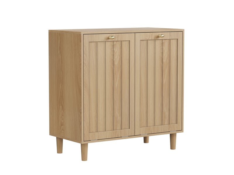  Meuble à linge tcqpz avec 2 paniers amovibles 69,5 x 35 x 70,5 cm armoire à linge sur pied mdf coloris chêne  - Conforama A