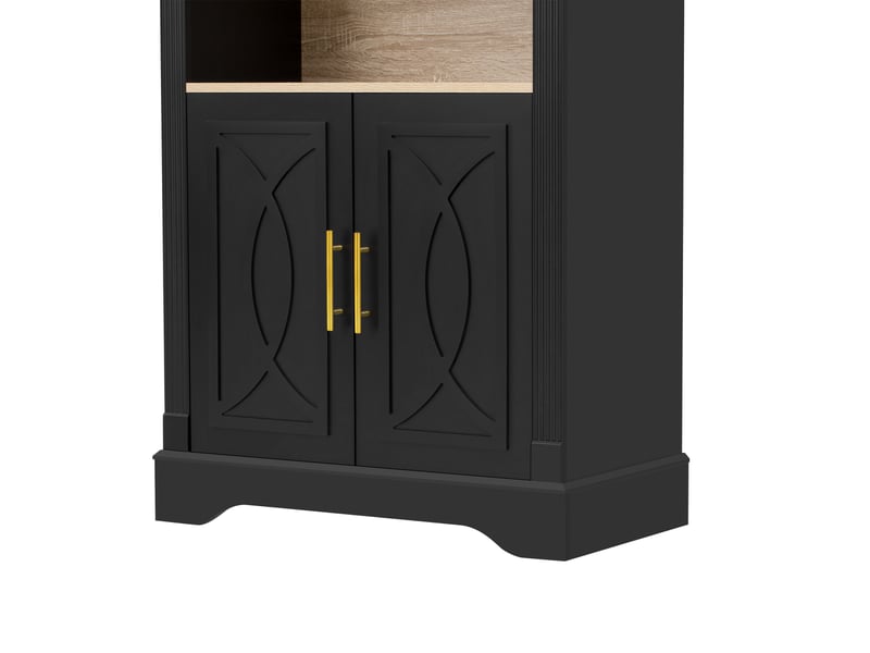 Buffet haut avec éclairage led et étagère réglable noir 76,2 x 40 x 180 cm DE000053AAB - Conforama E