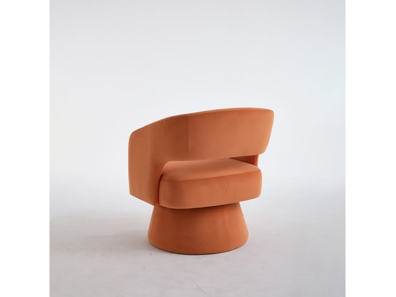 Fauteuil pivotant design en tissu orange, 1 place, assise confortable pour salon, chambre ou bureau - Conforama A