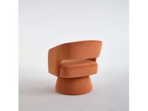 Fauteuil pivotant design en tissu orange, 1 place, assise confortable pour salon, chambre ou bureau