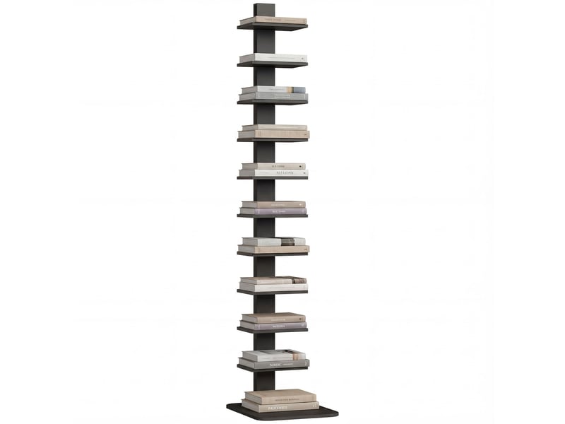  Bibliothèque haute moderne à 11 niveaux, gain de place, style industriel, 34,5 x 41,5 x 163,5 cm, noire  - Conforama A