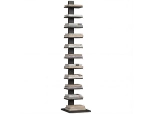 Bibliothèque haute moderne à 11 niveaux, gain de place, style industriel, 34,5 x 41,5 x 163,5 cm, noire