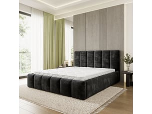 Lit coffre 200x200 cm <strong>MASSENO</strong> <strong></strong> coloris noir