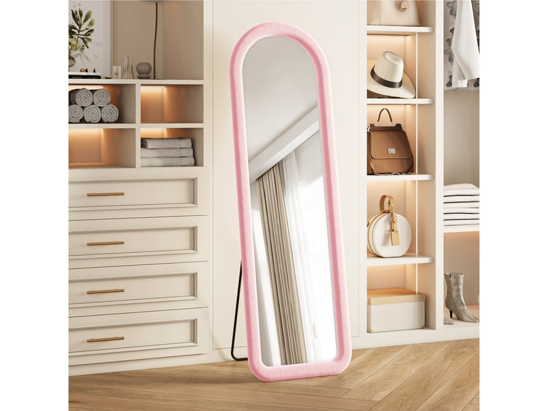  Miroir pleine longueur style français romantique, forme arquée 160×50 cm, rose, pose murale ou sur pied  - Conforama B