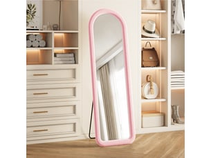 Miroir pleine longueur style français romantique, forme arquée 160×50 cm, rose, pose murale ou sur pied