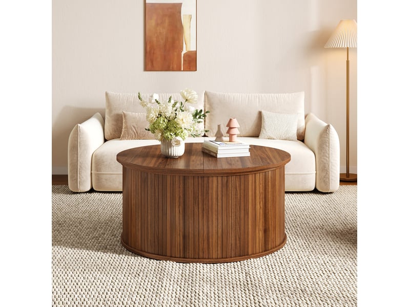  Table basse ronde relevable avec rangement 88 cm evryae  - Conforama D