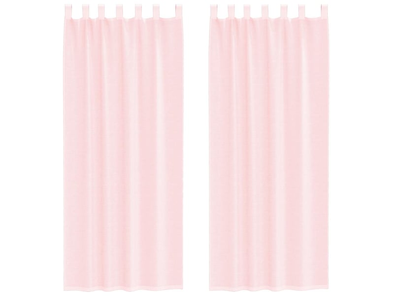 Lot de 2 rideaux en voile, voilages avec boucles rose clair 140x260 cm cf44319 - Conforama A