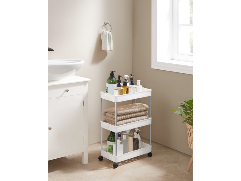  Chariot de rangement 3 niveaux avec roues, blanc  - Conforama B