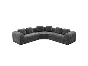 Canapé d'angle incurvé 3 places en tissu chenille premium,canapé compressé sans montage,mousse haute résilience,gris