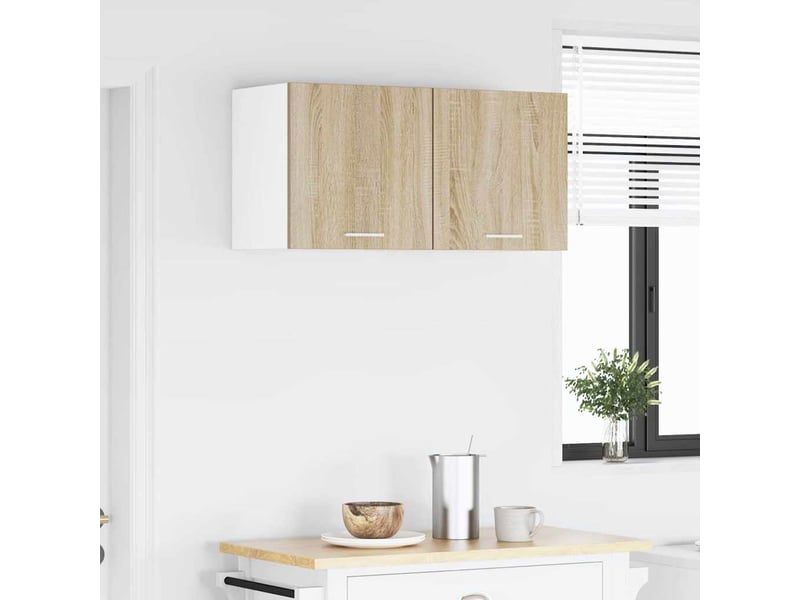 Meuble de rangement cuisine, armoire suspendue chêne sonoma et blanc 40x31x40cm - Conforama D