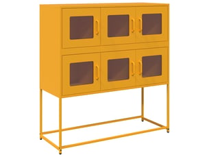 Buffet - bahut - meuble de rangement jaune moutarde 100,5x39x107 cm acier laminé à froid