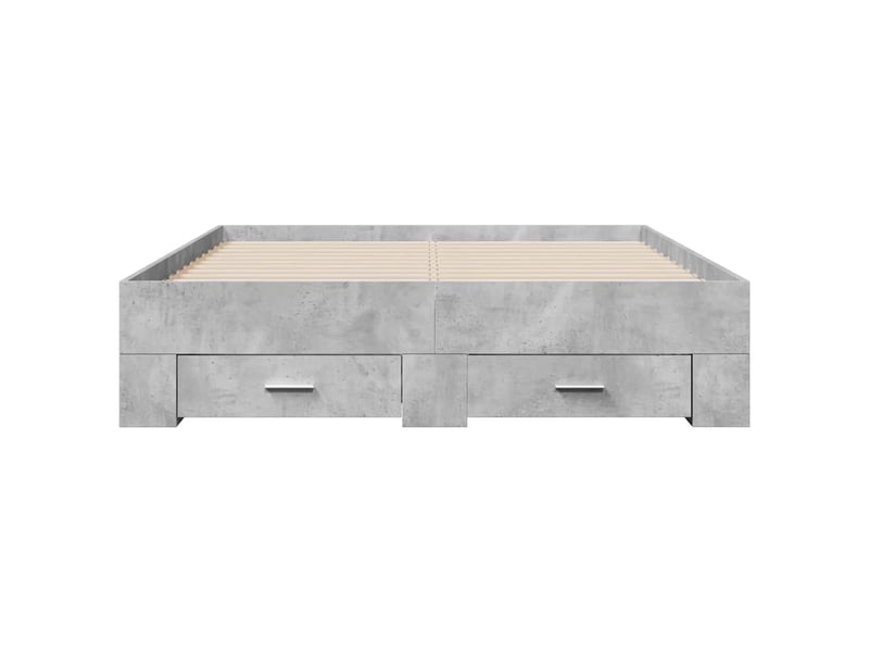  Lit double- lit adulte -  cadre de lit avec tiroirs sans matelas gris béton 135x190 cm  - Conforama C